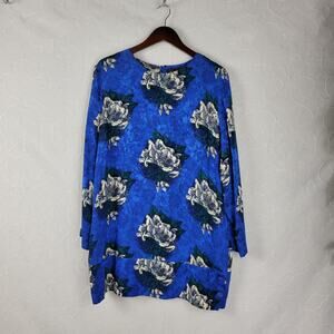 Vintage‎ St Gillian Womens Dress Size 16 Blue Floral Printed Silk Long Sleeve